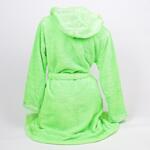 Ярко зелен домашен халат от софт със сребрист кант и качулка