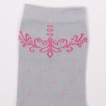 Светлосиви дамски чорапи от модал с розова декорация