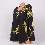 Макси черна памучна пижама с жълти цветя