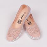 Пастелно розови летни мрежести обувки на платформа