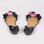 Силиконови черни дамски обувки с цветя