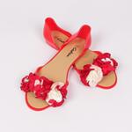 Червени дамски силиконови обувки с цветя