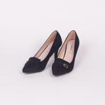 Черни елегантни обувки - велур и нисък ток