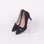 Черни елегантни обувки - велур и нисък ток