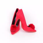 Високи стилни червени обувки с пухче