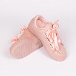 Дамски равни обувки от еко-велур в розов цвят