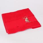 Червени коледни хавлиени кърпи с еленче - 2 броя