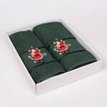 Зелени коледни хавлиени кърпи с Дядо Коледа - 2 броя