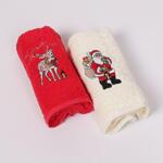 Коледни кърпи в червен и цвят екрю с елен и Дядо Коледа