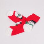 Червени коледни дамски чорапи със Снежко