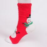 Червени коледни дамски чорапи със Снежко