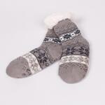 Сиви детски пухкави чорапи със снежинки