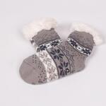 Сиви детски пухкави чорапи със снежинки