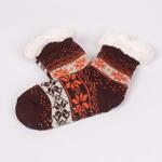 Тъмно кафяви детски топли чорапи със снежинки