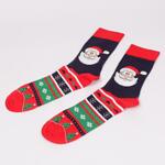 Тъмно сини мъжки коледни чорапи с Дядо Коледа