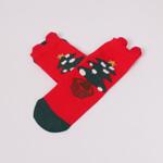 Червени детски коледни чорапи с елхичка