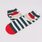 Коледни детски раирани чорапи в бяло и зелено с Дядо Коледа