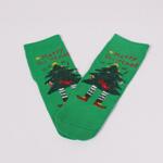 Зелени коледни детски чорапи с елхичка
