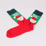 Коледни мъжки чорапи в червен и зелен цвят с Дядо Коледа