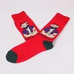 Забавни коледни мъжки чорапи в червен цвят с Дядо Коледа