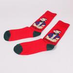 Забавни коледни мъжки чорапи в червен цвят с Дядо Коледа