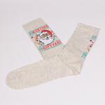 Коледни мъжки чорапи в светлосив меланж с Дядо Коледа
