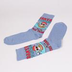 Мъжки коледни забавни чорапи в син цвят с Дядо Коледа