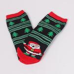 Коледни черни детски термо чорапи с Дядо Коледа