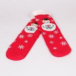 Коледни червени пухкави дамски чорапи Снежко