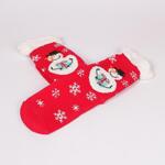 Коледни червени пухкави дамски чорапи Снежко