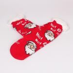Червени коледни дамски чорапи с Дядо Коледа