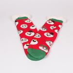 Червени коледни топли чорапи със снежковци