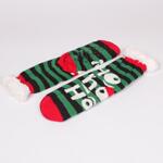 Коледни дамски раирани чорапи в зелено и черно Хо-Хо-Хо