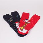 Коледен сет дамски термо чорапи в тъмносин и червен цвят с Дядо Коледа