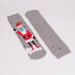 Коледен сет дамски термо чорапи с сив и бежов цвят с Рудолф и Дядо Коледа