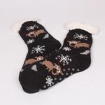 Коледни черни дамски чорапи с еленчета