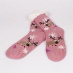 Коледни виолетови дамски чорапи с еленчета