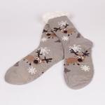 Коледни сиви дамски чорапи с еленчета