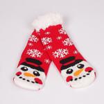 Червени коледни детски чорапи със Снежко
