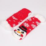 Червени коледни детски чорапи със Снежко
