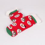 Коледни червени детски топли чорапи със снежковци