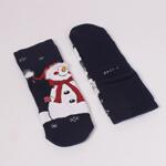 Дамски коледен сет термо чорапи в черно и тъмносиньо Снежко