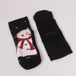 Дамски коледен сет термо чорапи в черно и тъмносиньо Снежко