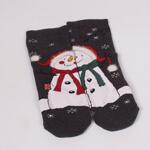 Дамски коледен сет термо чорапи в цвят графит и сив Снежко