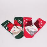 Коледен сет дамски термо чорапи в червен и зелен цвят Снежко