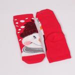 Коледен сет дамски термо чорапи в червен и зелен цвят Снежко