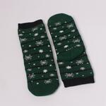 Зелен коледен сет дамски термо чорапи с кученце и снежинки