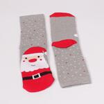 Коледен сет дамски термо чорапи в сиво и тъмносиньо с Дядо Коледа и Рудолф