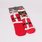 Коледен дамски сет термо чорапи в червено с куче и коте