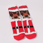 Коледен дамски сет термо чорапи в червено с куче и коте